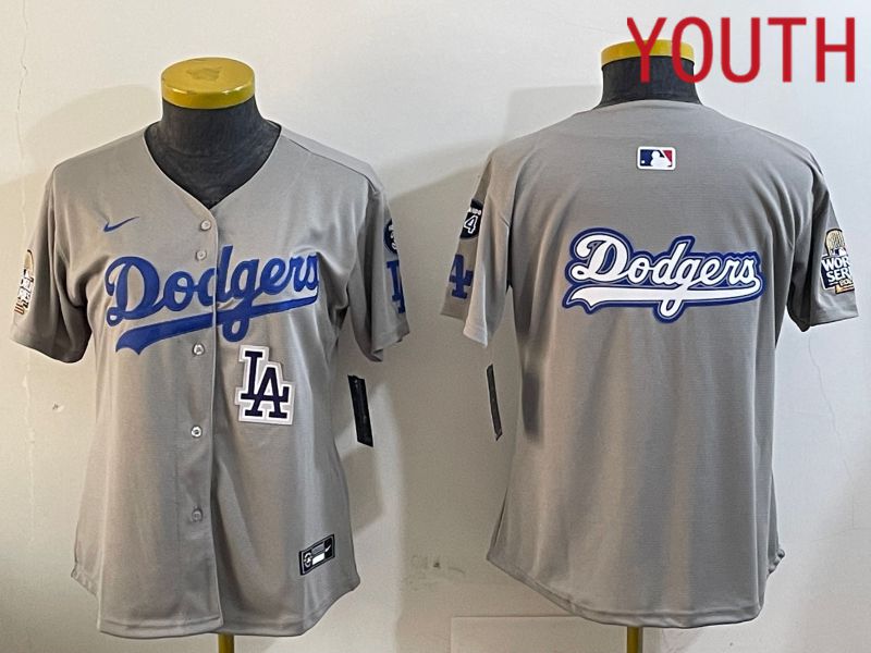 Youth Los Angeles Dodgers Blank Grey Game 2024 Nike MLB Jersey style 12054